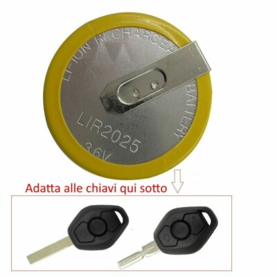 2 Telecomandi Chiave Auto Per BMW Serie 1,3,5,6,X1,X5 - Con Batterie LIR2025, Ricambio Compatibile