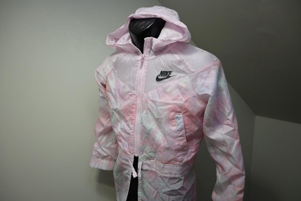 Nike Hoodie Jacket Tie Die Pinks Light Windbreaker Full Zip Girls