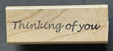 Thinking of You Word Phrase Sentiment Wood Rubber Stamp