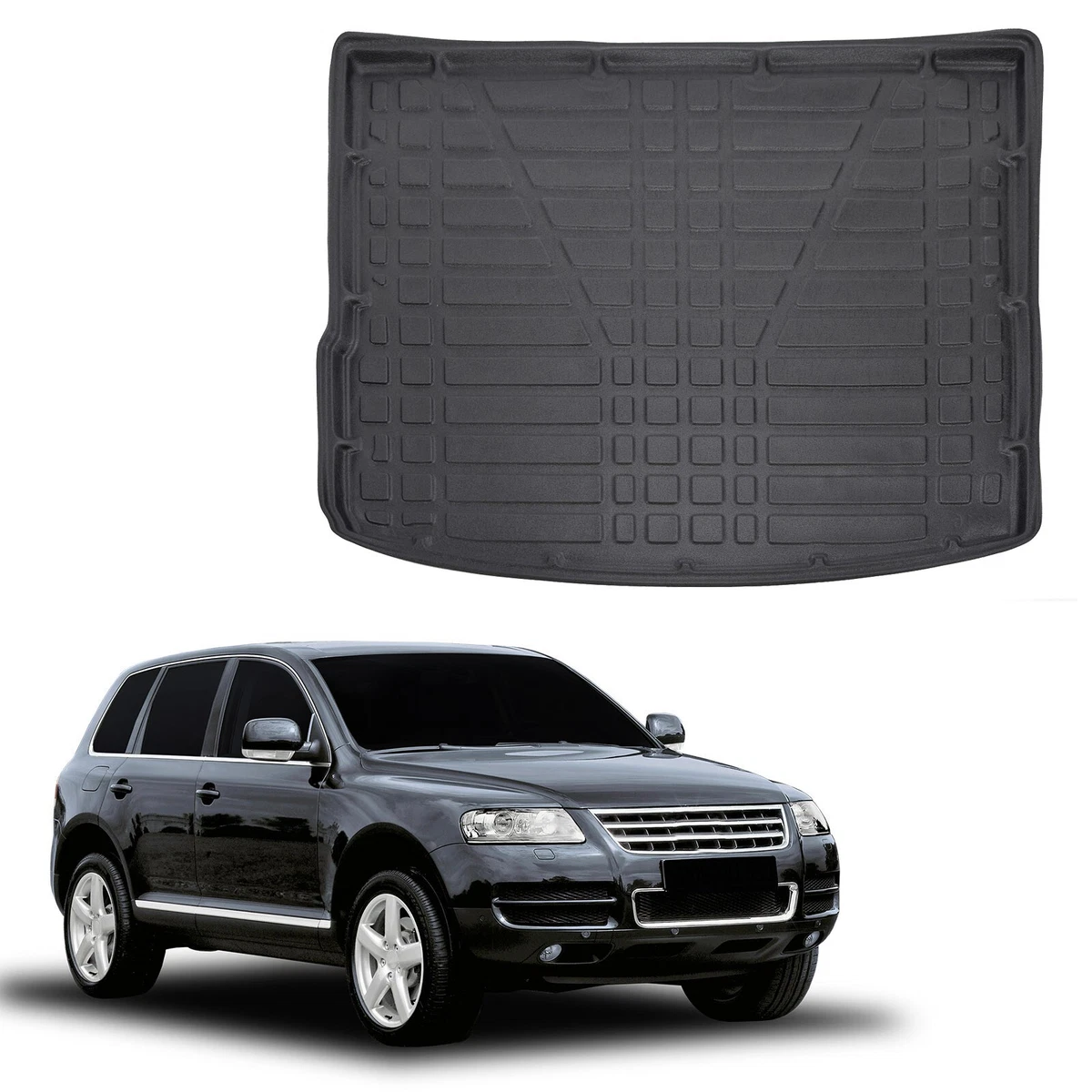 Recambo Tappetini in gomma 3D compatibili con VW Touareg | 7L | anno di costruzione 2002 2010 | Tappetini in gomma | su misura | con bordo | grigio