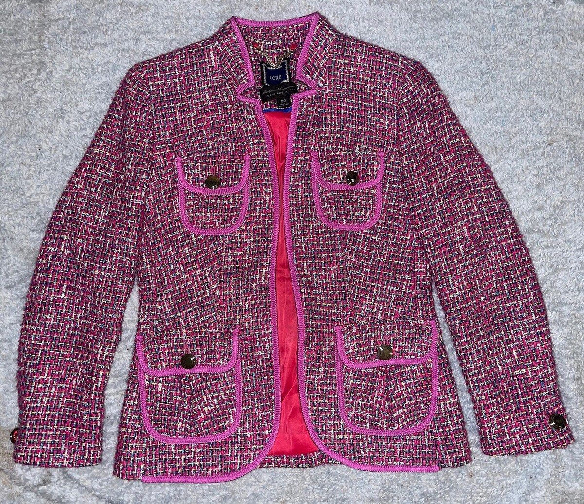 J.CREW Pink Purple Autumn Tweed Open Blazer Jacket Mandy Baxter