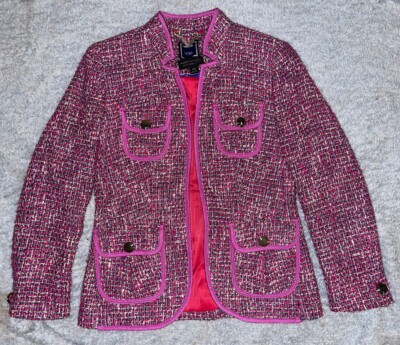 J.CREW Pink Purple Autumn Tweed Open Blazer Jacket Mandy Baxter