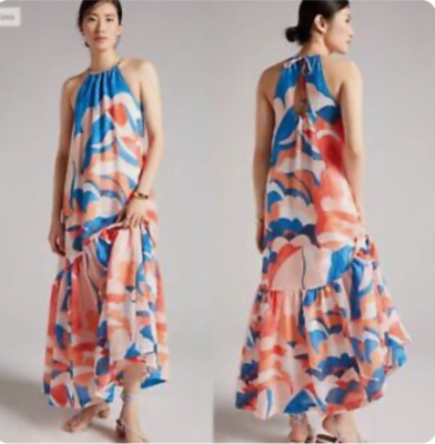 maeve flounced halter maxi dress Maeve Flounced Halter Maxi Dress