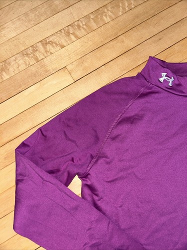 Under Armour Youth Girl Sz XL Fitted Cold Gear Purple Mockneck Long Sleeve - Picture 2 of 20