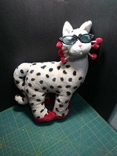 Whimsyclay Plush Cat Blanca black Sunglasses Polka Dot Amy Lacombe red shoes
