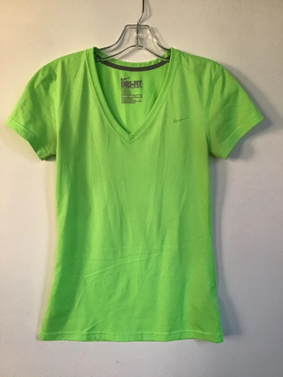 The Nike Tee Neon Yellow Athletic Cut V Neck Short Sleeve Women's Size -  beyond exchange