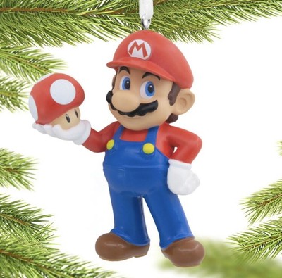 2 x Nintendo Super Mario mit Superpilz Weihnachtsschmuck - Neu - Punze