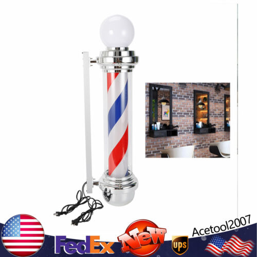 Barber Shop Pole Rotating Light Hair Salon Red/Blue/ White LED Stripes Sign Lamp