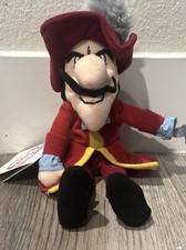 Disney Store Mini Bean Bag Plush 8  Captain Hook From Peter Pan Red Pirate NWT