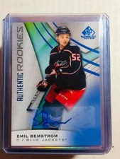  2019-20 SP Game Used Blue #196 Emil Bemstrom Auto Columbus Blue Jackets Sign