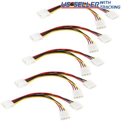JacobsParts 5-Pack Molex To SATA Power Cable Splitter - 8 Inch 18AWG Extension Adapters