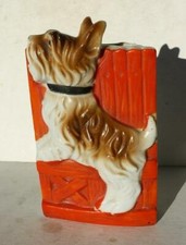 Scottish Terrier Dog Figurine Planter Wall Pocket Ceramic Hand Painted Japan VTG