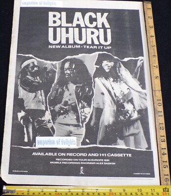 BLACK UHURU - Tear It Up LP 1982 POSTER SIZED music press advert