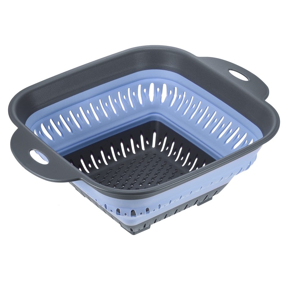 Silicone Collapsible Square Colander Strainer with Handles Space Saving