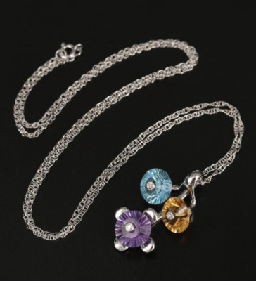 $ 4500/NEU/Designer Diamant Edelstein 3D Madagaskar riesiger Affenbrotbaum 14K Halskette