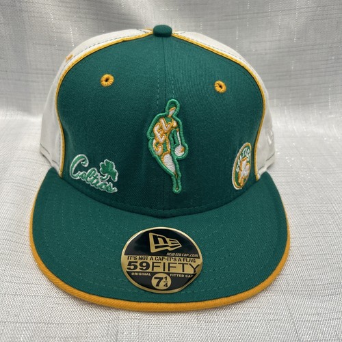 VINTAGE Boston Celtics Hat Cap Size 7 1/4 Green White New Era Fitted Wool USA