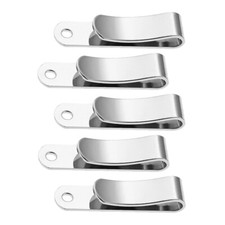 5pcs Spring Buckle Sheath Clip Iron 32*8mm Silver for Pockets Wallet Key Hooker