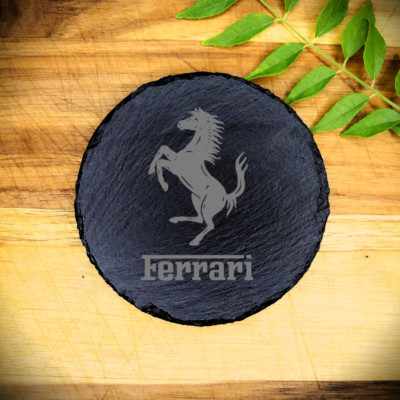 Ferrari Slate Coaster Brand New Handcrafted Laser Engraved Round