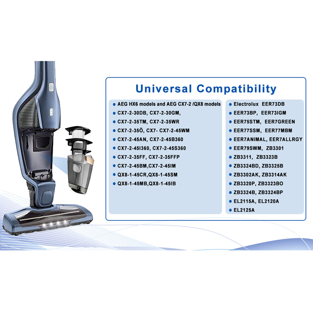 8 Pièces Filtres Pour Aspirateurs Ergorapido AEG CX7 CX7-2 Pour Tous Les,Odèles,Filtre De Rechange AEF150, Filtre HEPA Compatible Avec Aspirateur AEG CX7,et 1 Brosses De Nettoyage