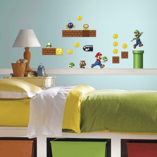 45 SUPER MARIO Build a Scene Wall Decals Video Game Room Bedroom