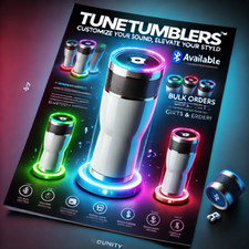   Tune Tumblers   Bluetooth Speaker Tumbler with LED Lights   Customizable Colors