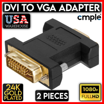 2 x DVI to VGA Adapter DVI Dual Link Male 24+5 to VGA Female PC Monitor Adapter