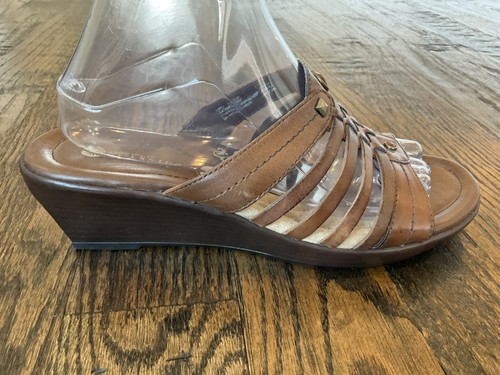Earth Spirit Classics "Ginny" Brown Leather Weave Wedge Sandals Women's Size 9.5 - Picture 7 of 18