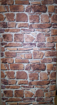 REALISTIC TEXTURED STONES IN BROWNS PREPASTED WALLPAPER # 2774-402612