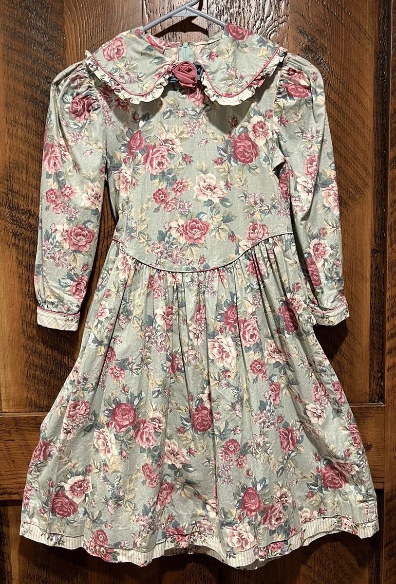 Vintage Polly Flinders Floral Tea Dress Prairie Cottagecore 1990's