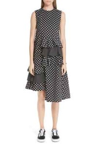 mixed polka dot midi dress