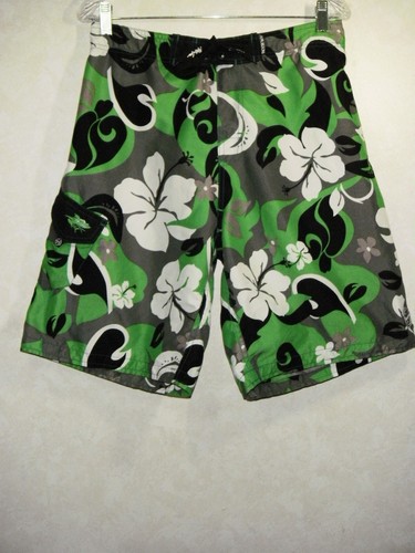 Maui & Sons Shorts Men 34 Gray Black Green Floral Beach