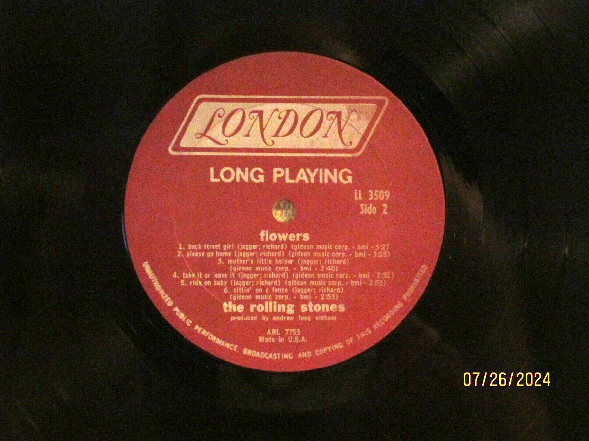 THE ROLLING STONES FLOWERS ORIGINAL 1967 MONO LONDON BRIT-BLUES
