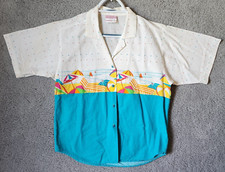 Vintage OP Ocean Pacific Short Sleeve Button Up Hawaiian Shirt Tropical Size XL