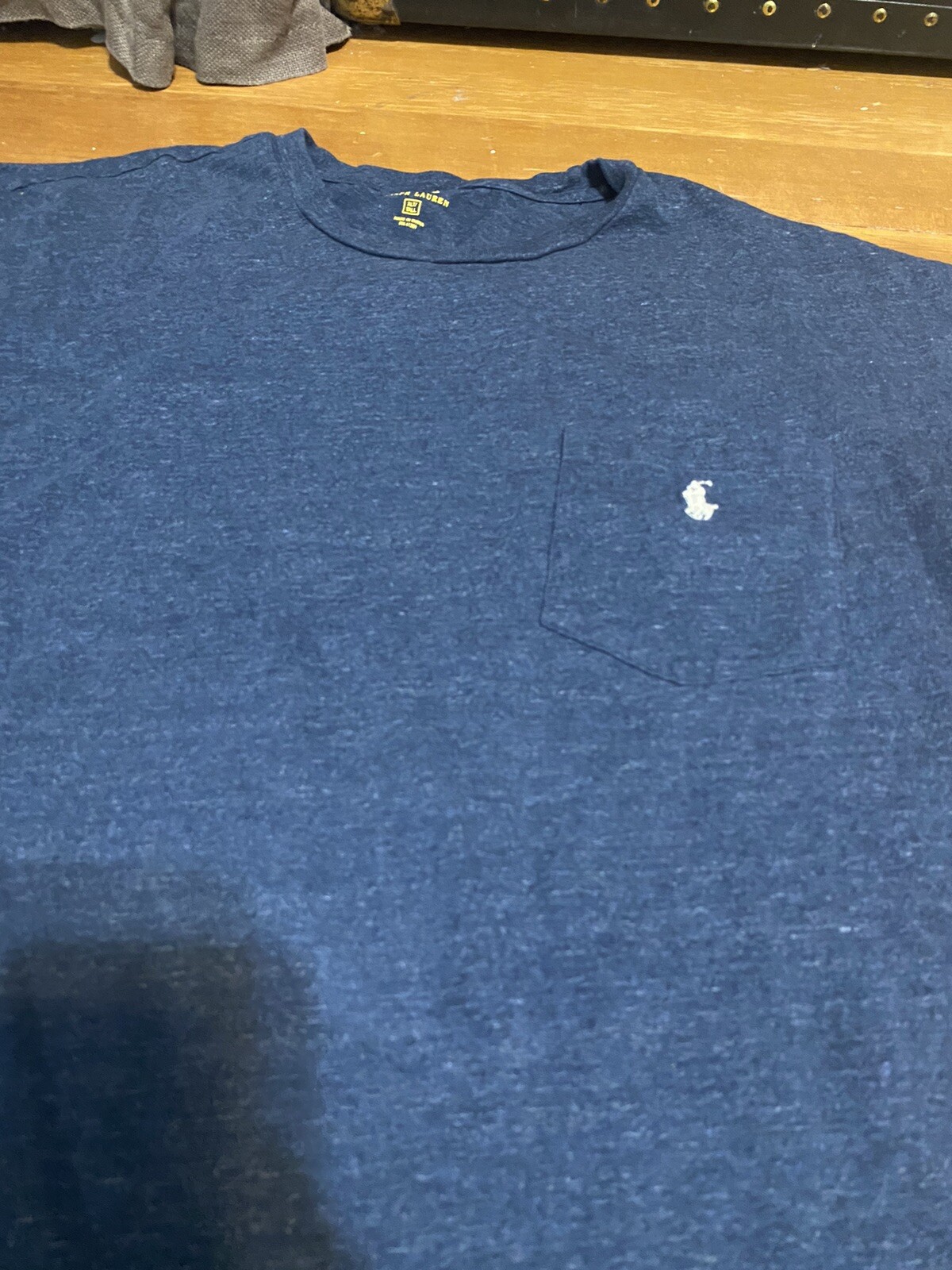 Polo Ralph Lauren T Shirt Tascata Uomo Large Pony Blu Navy Manica Corta XLT