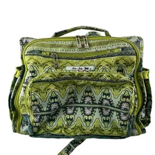 Ju Ju Be Back Pack Diaper Bag Organizer Green and Blue Paisley Many Pockets
