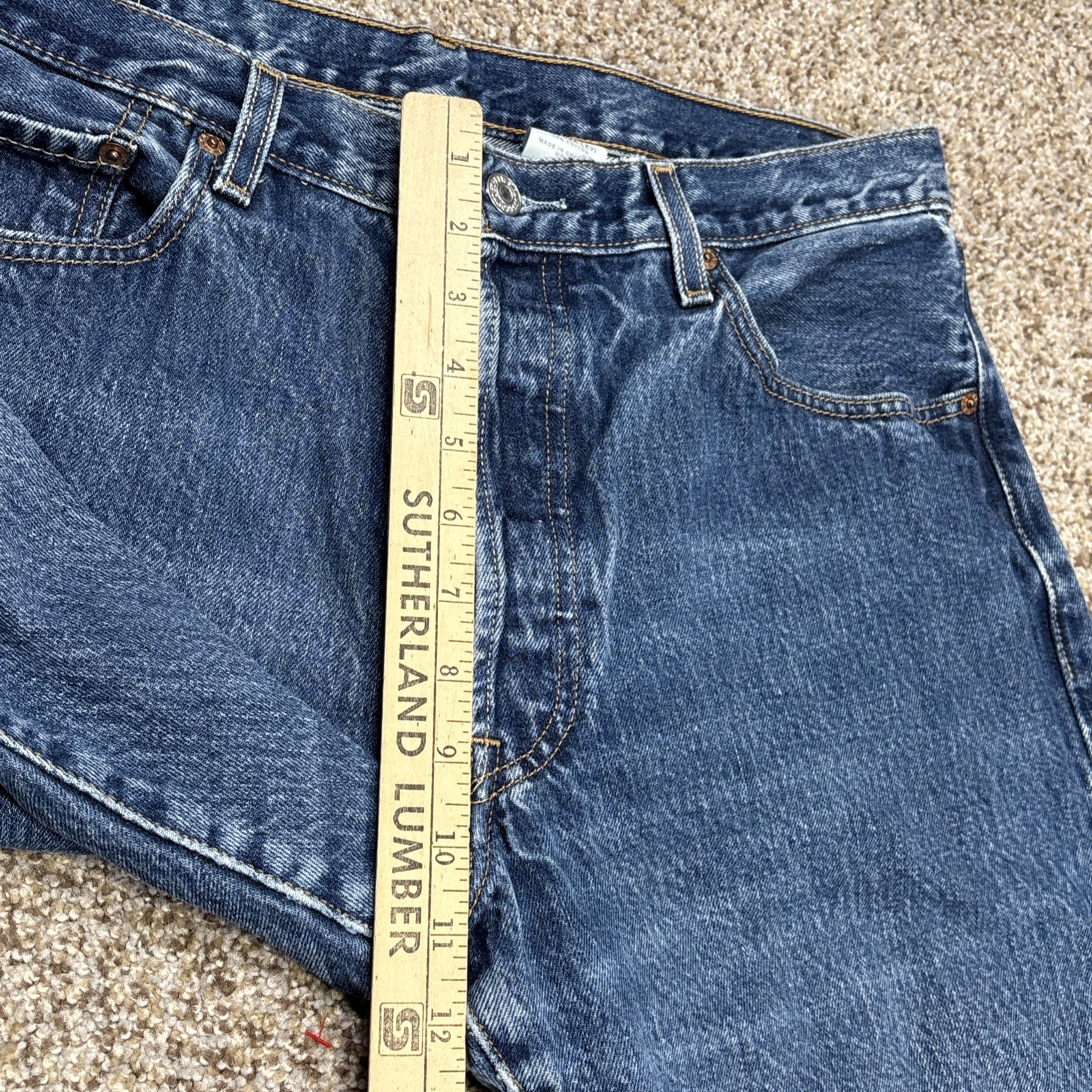 Levis 501 Jeans Mens 36x34 Original Fit Straight Leg Button Fly Denim 34x32 - View 9