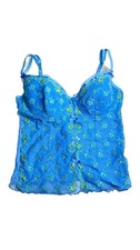 Y2K VTG Victoria  s Secret Blue Green Floral Embroidery Bows Lace Bustier Size L