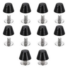 10mm / 3/8" Purse Handbag Feet, 10 Sets Round Flat Studs Glossy Black