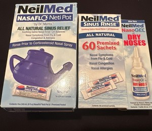NeilMed Nasaflo Neti Pot, 60 Prefilled Sachets And NasoGel Spray