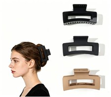3pcs / 4pcs Rectangle Hair Claw Clips Multi Color Non-slip For Women Girls US