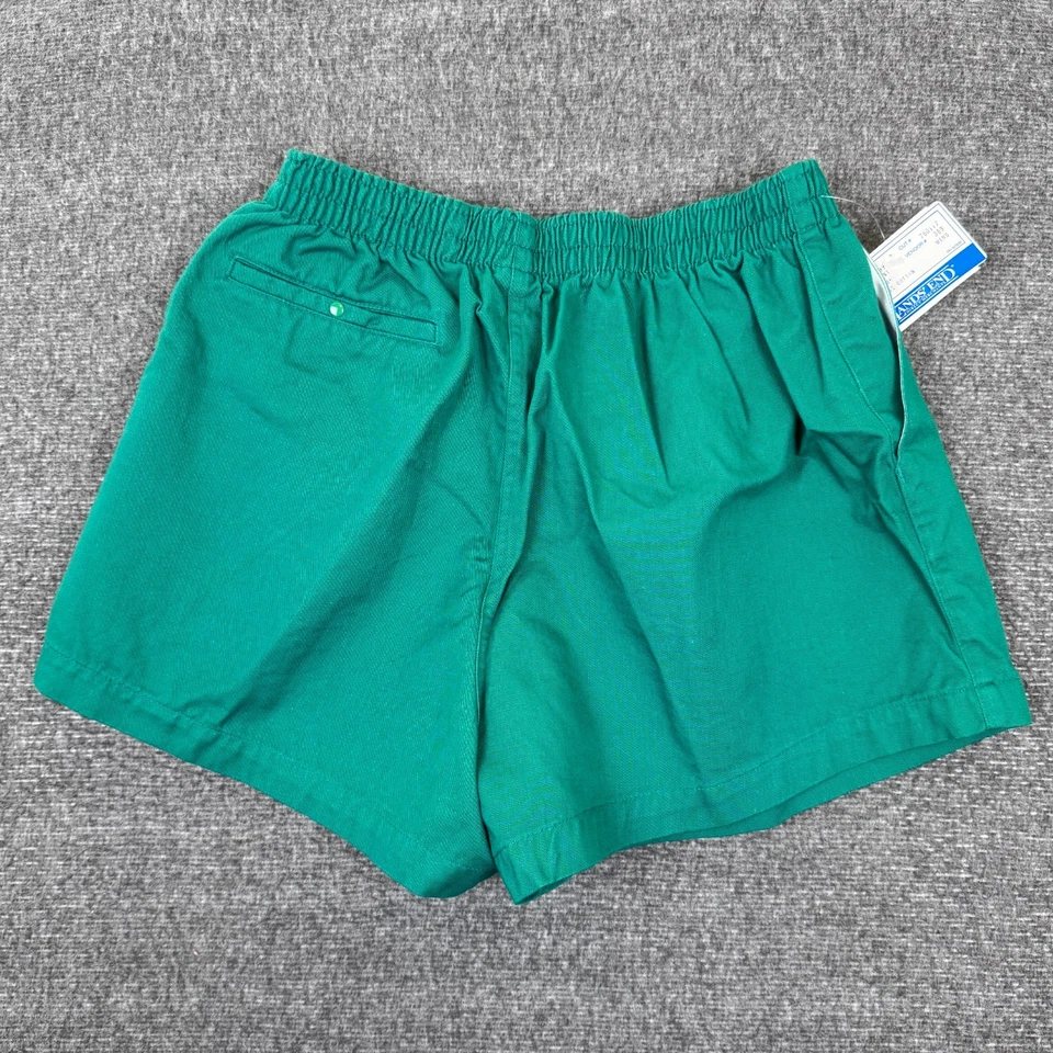 复古 Lands End 棉斜纹短裤男式大号绿色及膝跑步 Deadstock — 第 4/4 张图片
