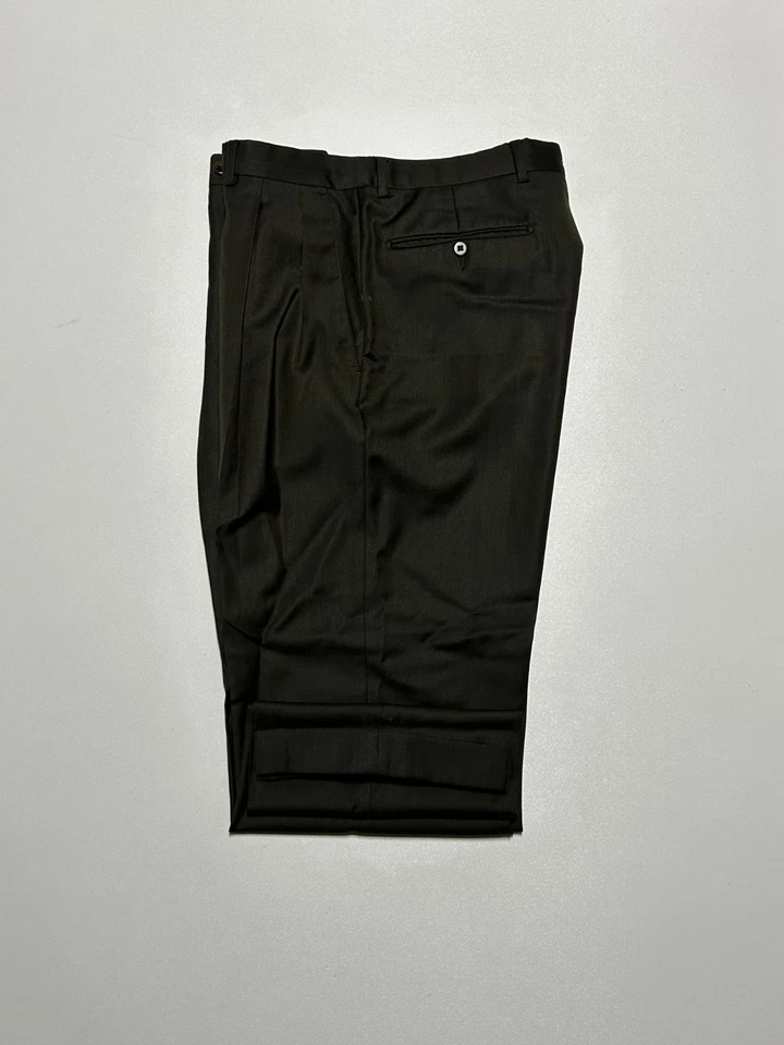 Мужские коричневые шерстяные плиссированные деловые брюки/брюки ERMENEGILDO ZEGNA 32x30 - Изображение 2 из 4