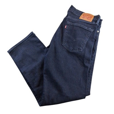 Levi's 513 Slim Straight Jeans Mens 36x30 Dark Wash Blue Stretch Denim