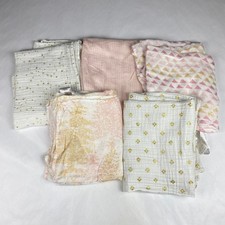 Aden  Anais Baby Blanket Lot of 5 Pink Gold Metallic Swaddle