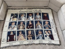 Vtg USPS 1990s Classic American Dolls Tapestry Blanket Collectible Fringe 68x51