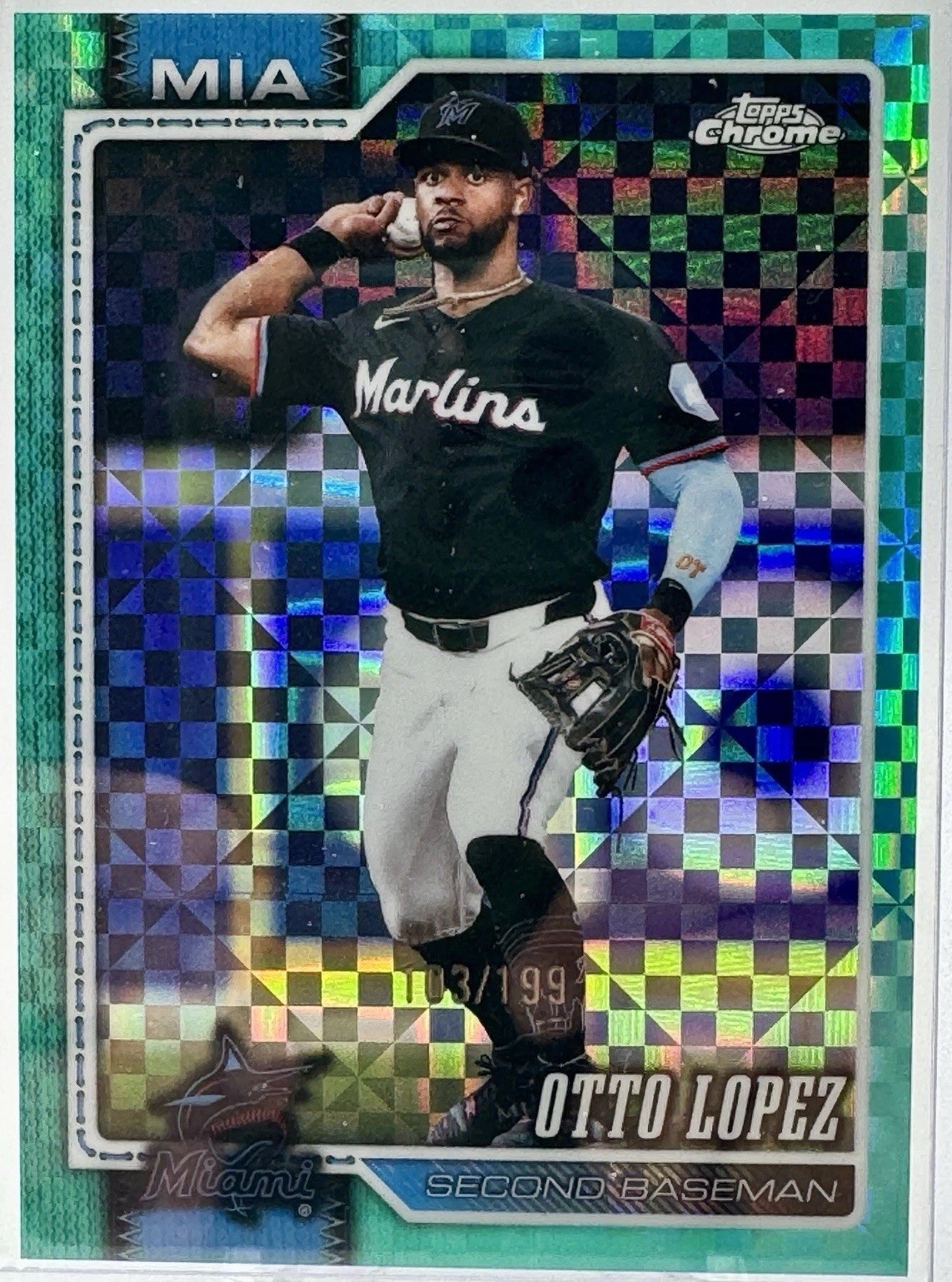 2026 Topps Chrome - Otto Lopez Aqua XFractor /199 #116 Miami Marlins
