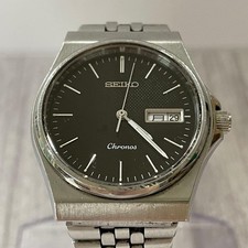 SEIKO Chronos 5H23-7020 Men's Quartz Watch Vintage Metal Band Analog From Japan