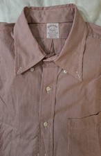 Vintage Brooks Brothers Makers Button Down Shirt Mens 17-34 Red Striped USA Made