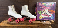 Vintage 1989 Roller Derby White Leather Roller Star Skates Size 10 U-965 W Box