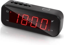 Small Digital Clock Battery Operated, Red LED Travel Alarm Clock Battery